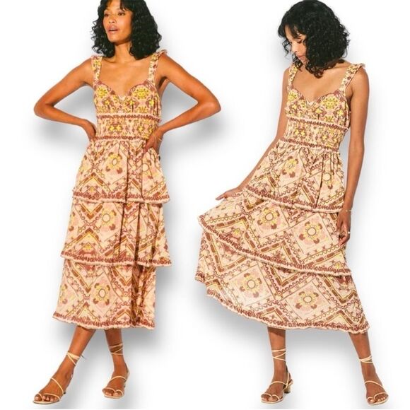 NWT CLEOBELLA Stella Ankle Dress In Geo Print Size Large